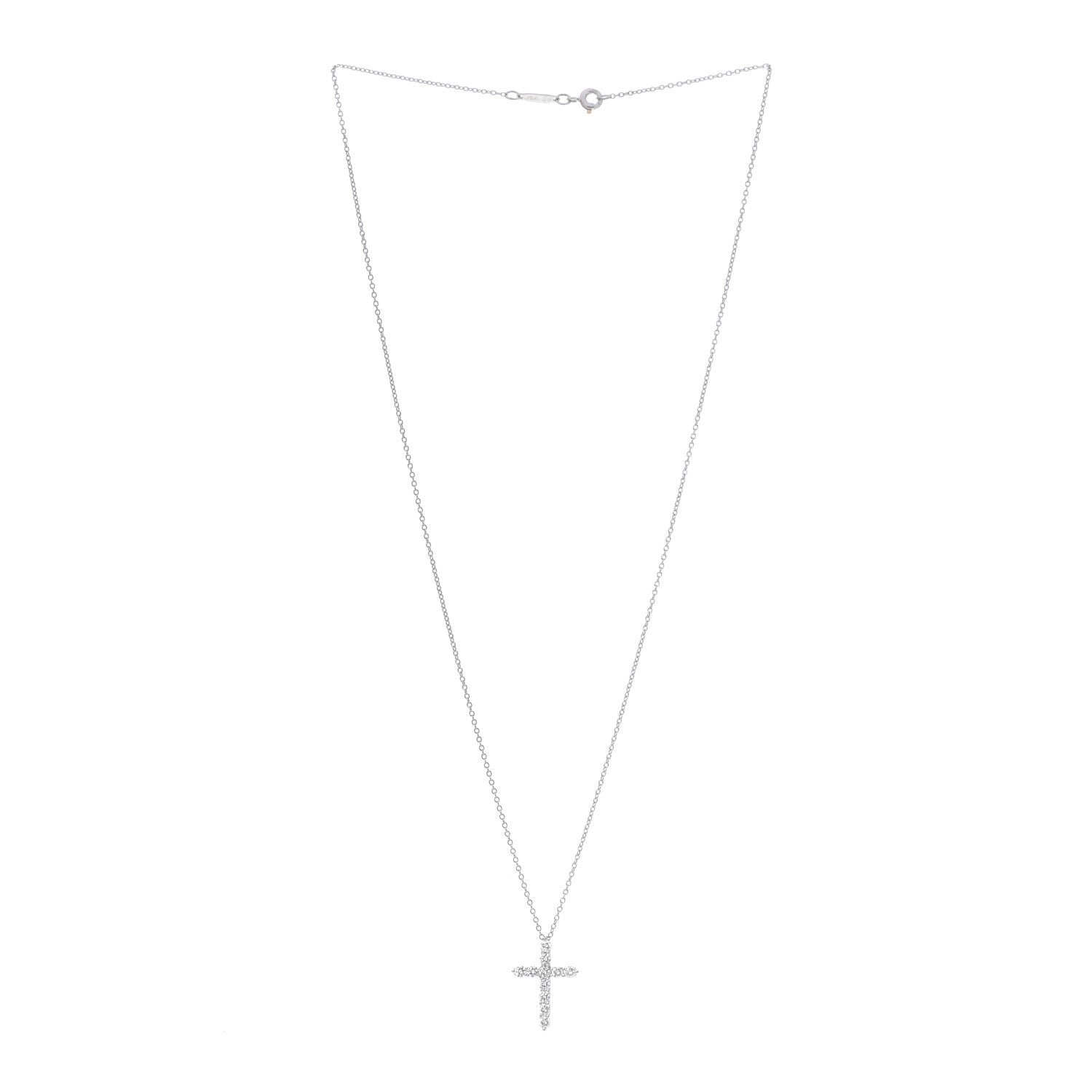 Tiffany Platinum Diamond Small Cross Pendant Necklace 3 of 6