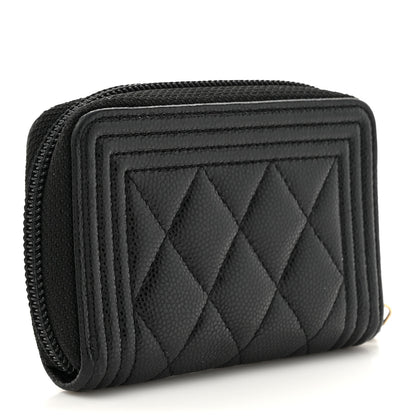 Chanel Caviar Quilted Boy Zip Around Coin Purse Wallet Black 3 of 8