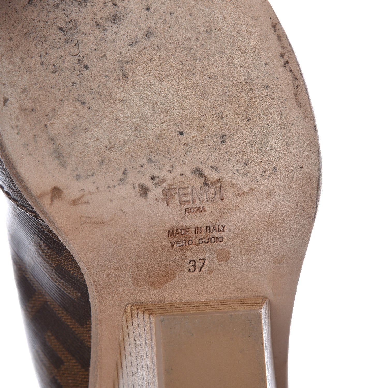 Fendi Glazed Fabric FF 1974 Cutwalk Ankle Boots 37 Mogano Panna 8 of 13