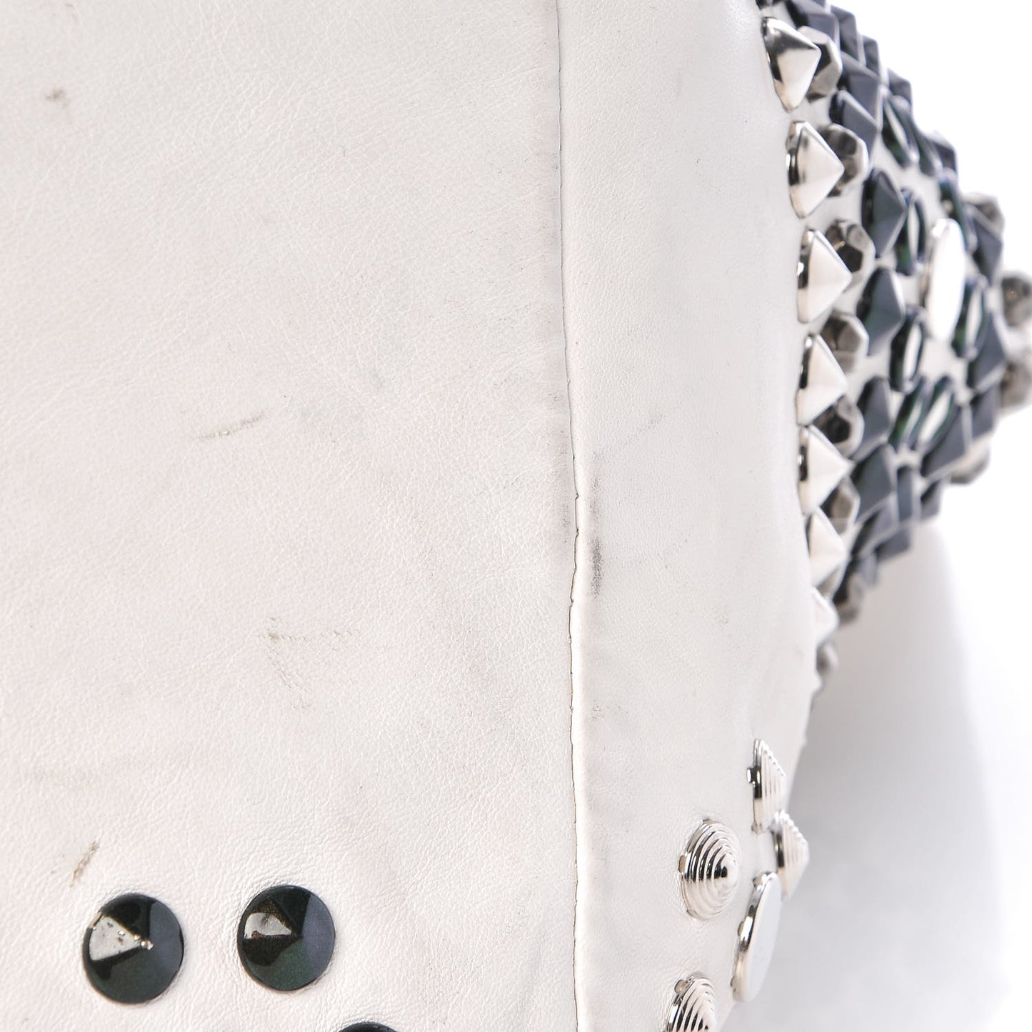 Calfskin Studded Lola Tote White