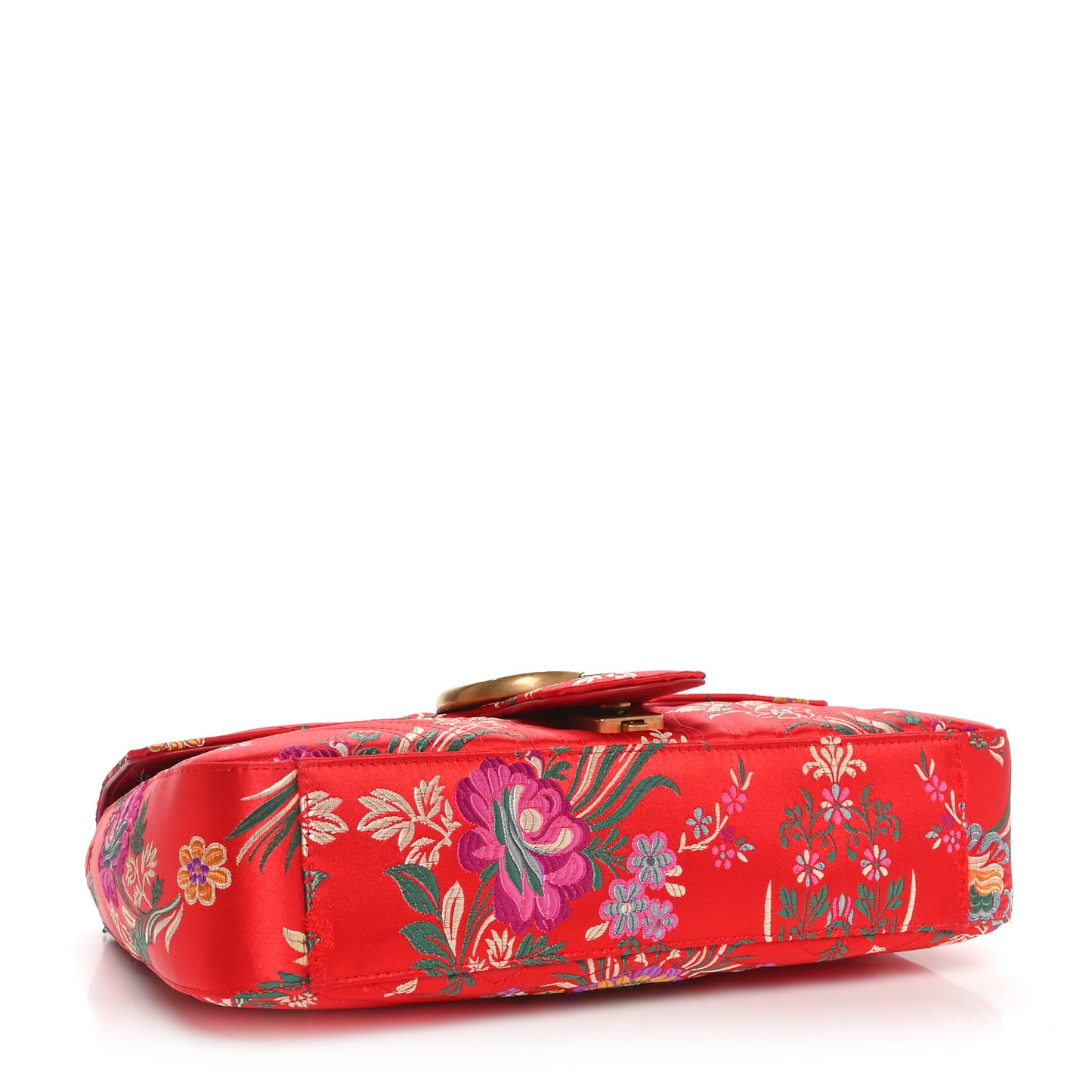 Jacquard Matelasse Floral Medium GG Marmont Shoulder Bag Red
