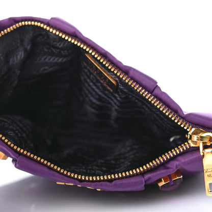 Prada Satin Crystal Embellished Wristlet Clutch Viola 5 of 8