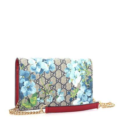 Gucci GG Supreme Monogram Blooms Chain Wallet Blue 3 of 10