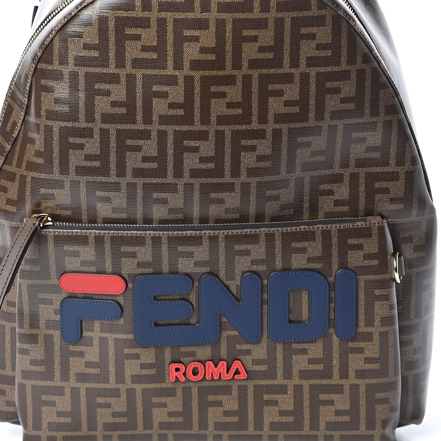 X FILA Glazed Fabric Vitello Century FF 1974 Mania Pouch Pocket Backpack Mogano Panna Blueberry