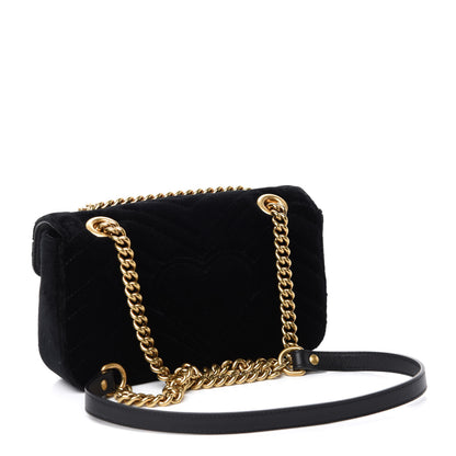 Gucci Velvet Matelasse Mini GG Marmont Shoulder Bag Black 4 of 11