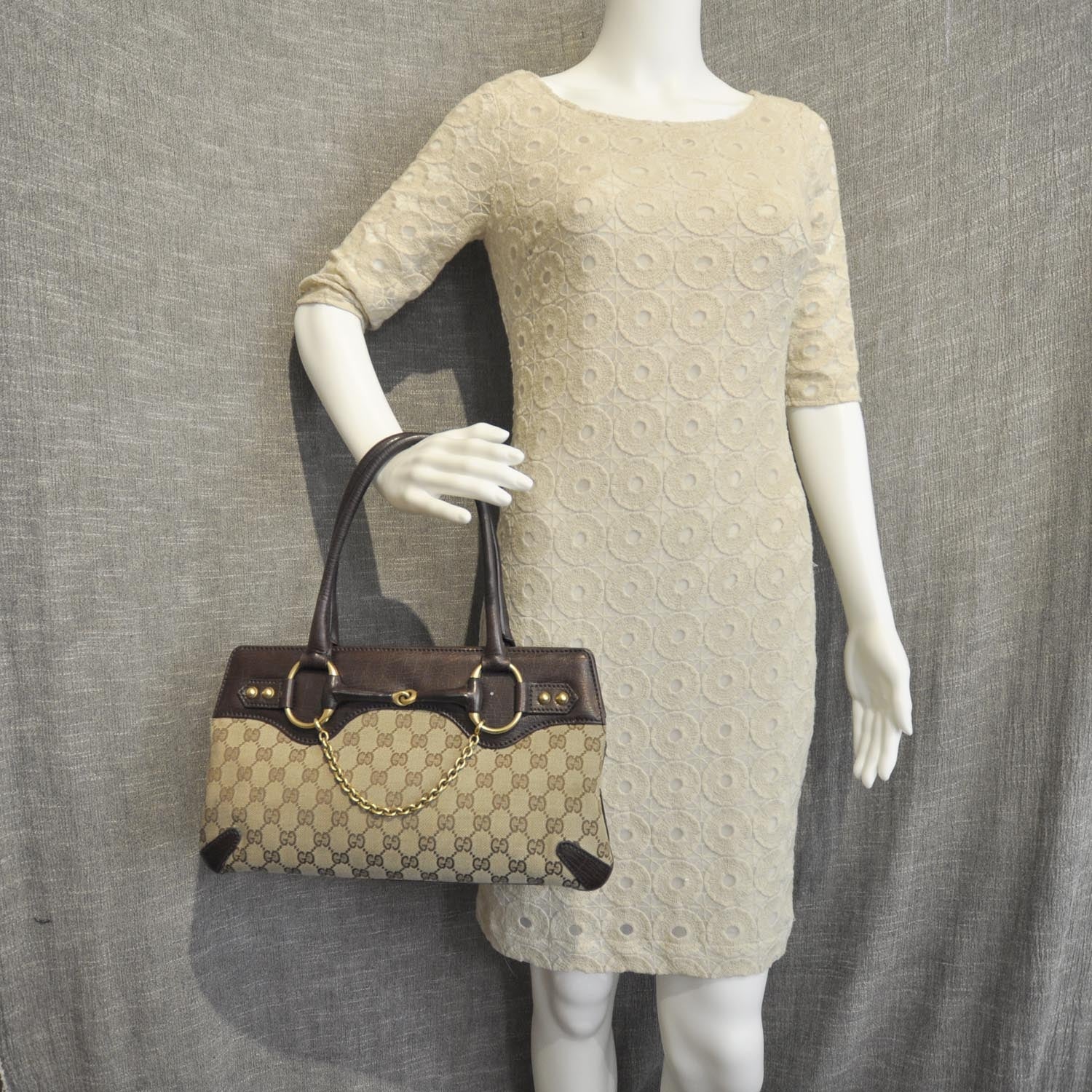 Gucci Monogram Horsebit Chain Shoulder Bag 2 of 11