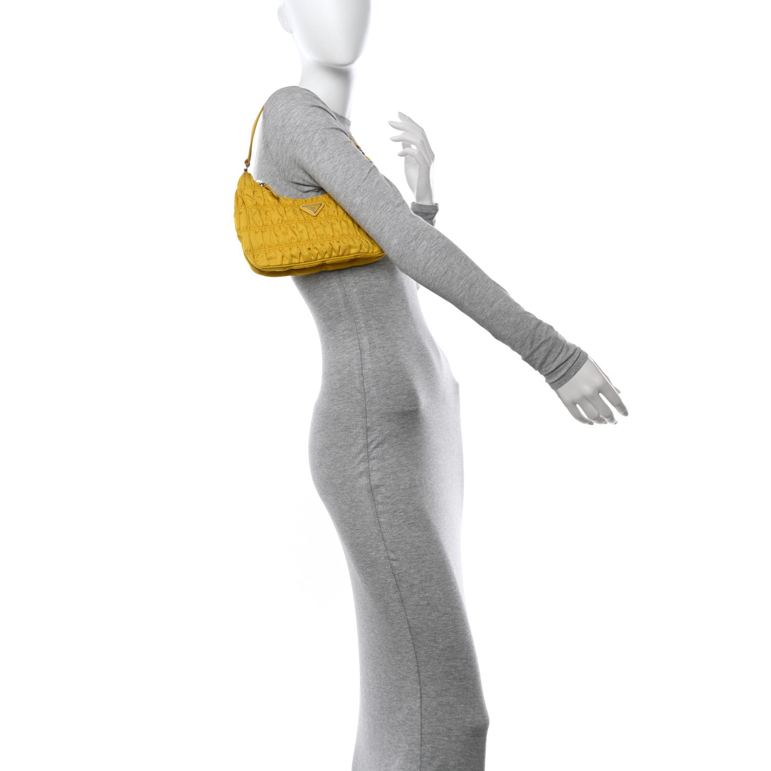 Prada Tessuto Nylon Gaufre Shoulder Bag Giallo 2 of 14