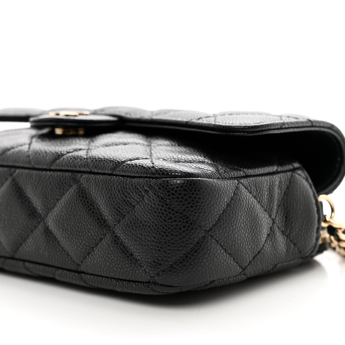 Caviar Quilted Flap Phone Holder With Chain Black