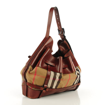 Burberry Bridle Calfskin House Check Kenton Hobo Brown 3 of 10