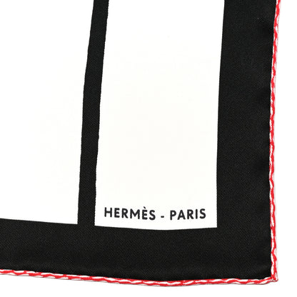 Hermes Silk Swinging Saint Germain Scarf 70 White Black Rouge 2 of 6