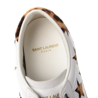 Saint Laurent Calfskin Pony Hair Star Court Sneakers 40 White 7 of 9