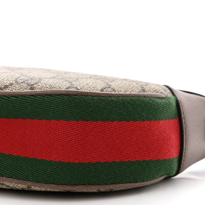 Gucci GG Supreme Monogram Textured Calfskin Web Mini Ophidia Half Moon Hobo Beige Ebony New Acero 10 of 10