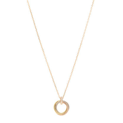 Cartier 18K Pink White Yellow Gold Diamond Trinity Pendant Necklace 1 of 5