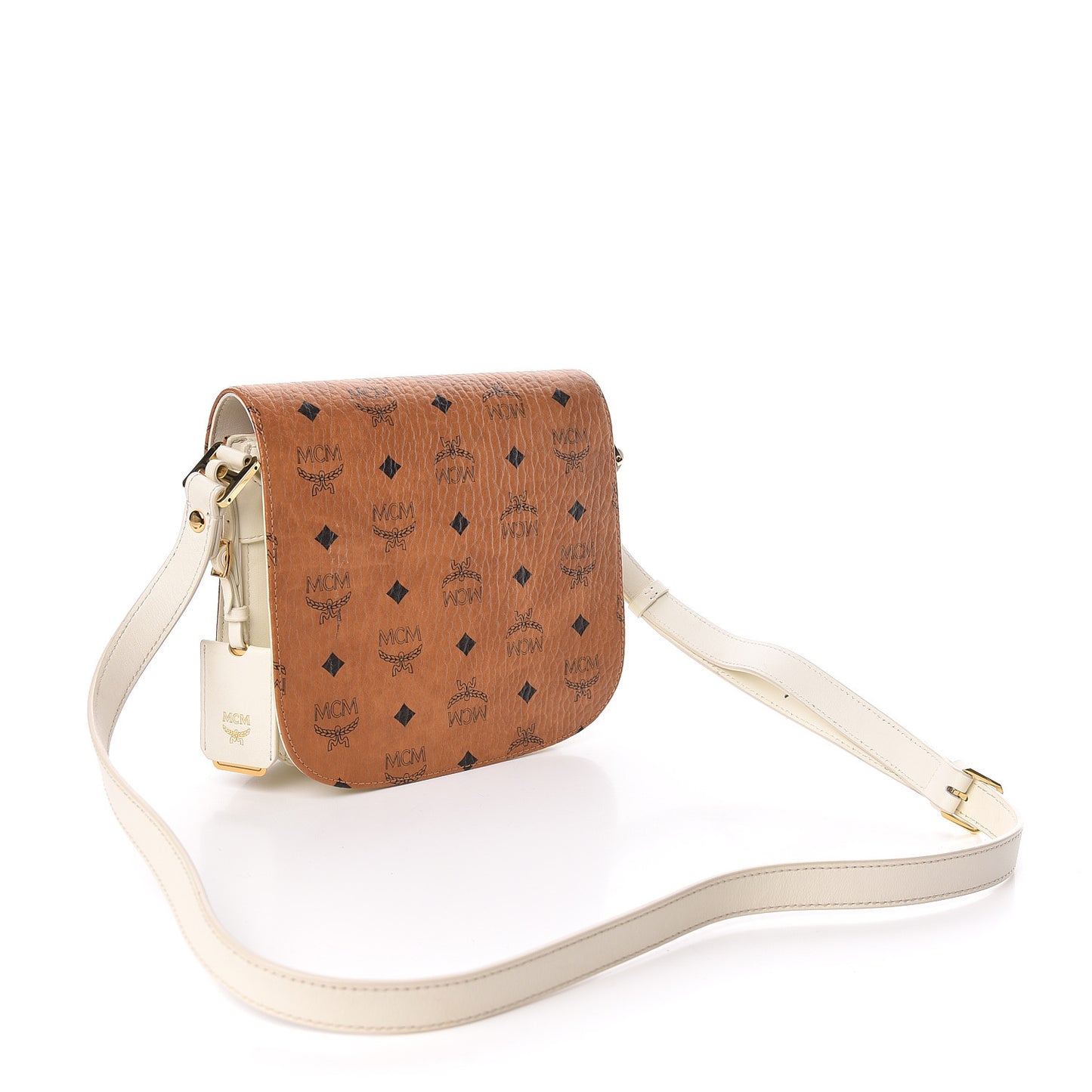 Visetos Calfskin Small Patricia Crossbody Bag Cognac White