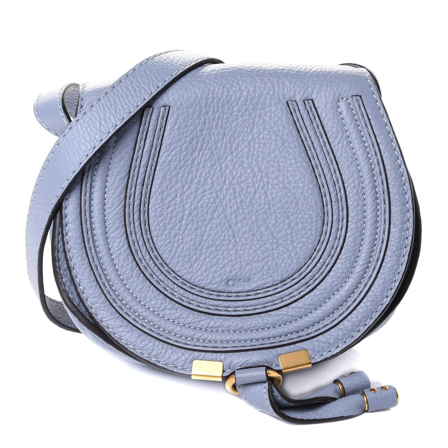 Chloe Calfskin Mini Marcie Round Crossbody Bag Washed Blue 1 of 4