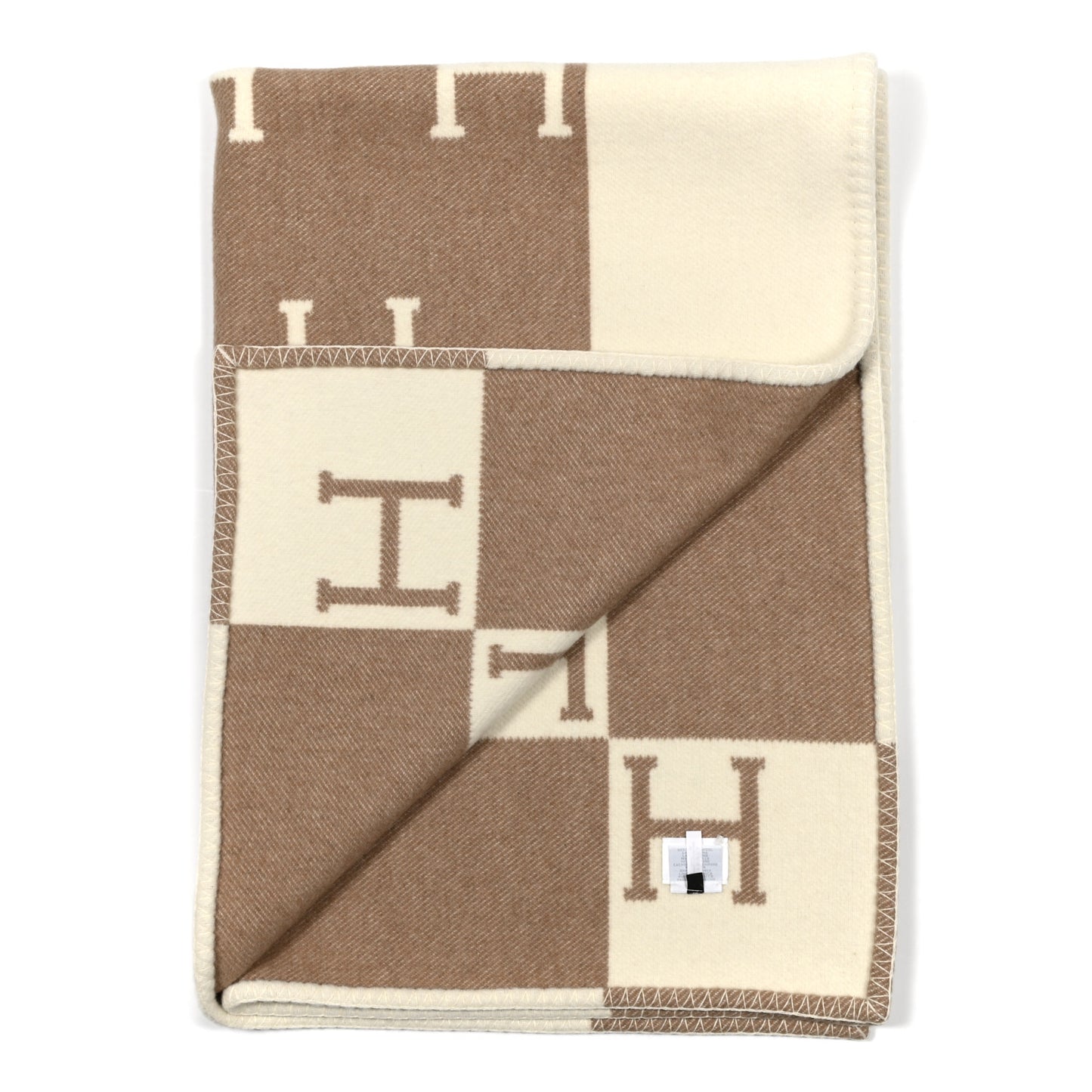 Wool Cashmere Avalon Baby Blanket Noisette Moyen White