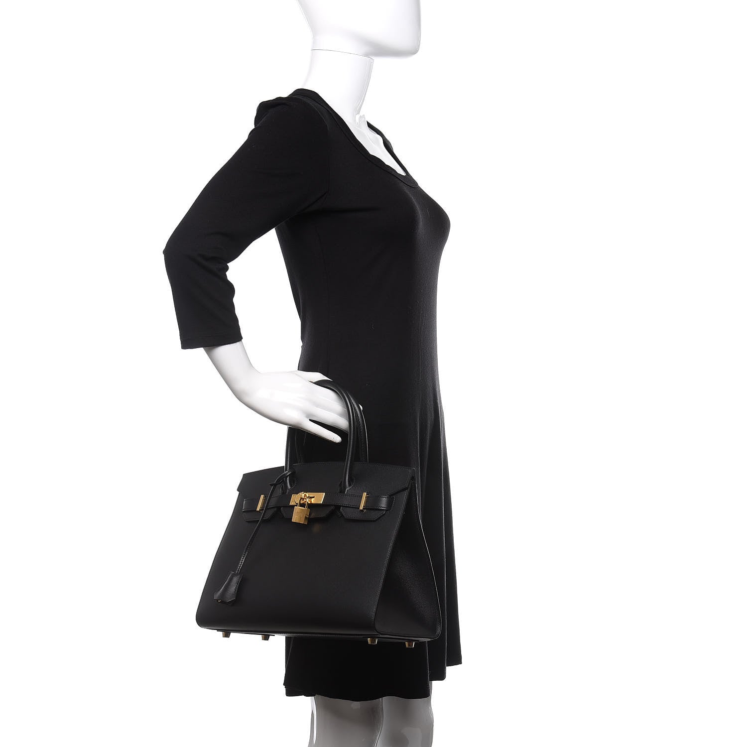 Hermes Madame Calfskin Birkin Sellier 30 Black 2 of 11