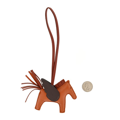 Hermes Milo Lambskin Grigri Rodeo Pegase Horse Bag Charm PM Pain D'Epice Siena Moka 2 of 3