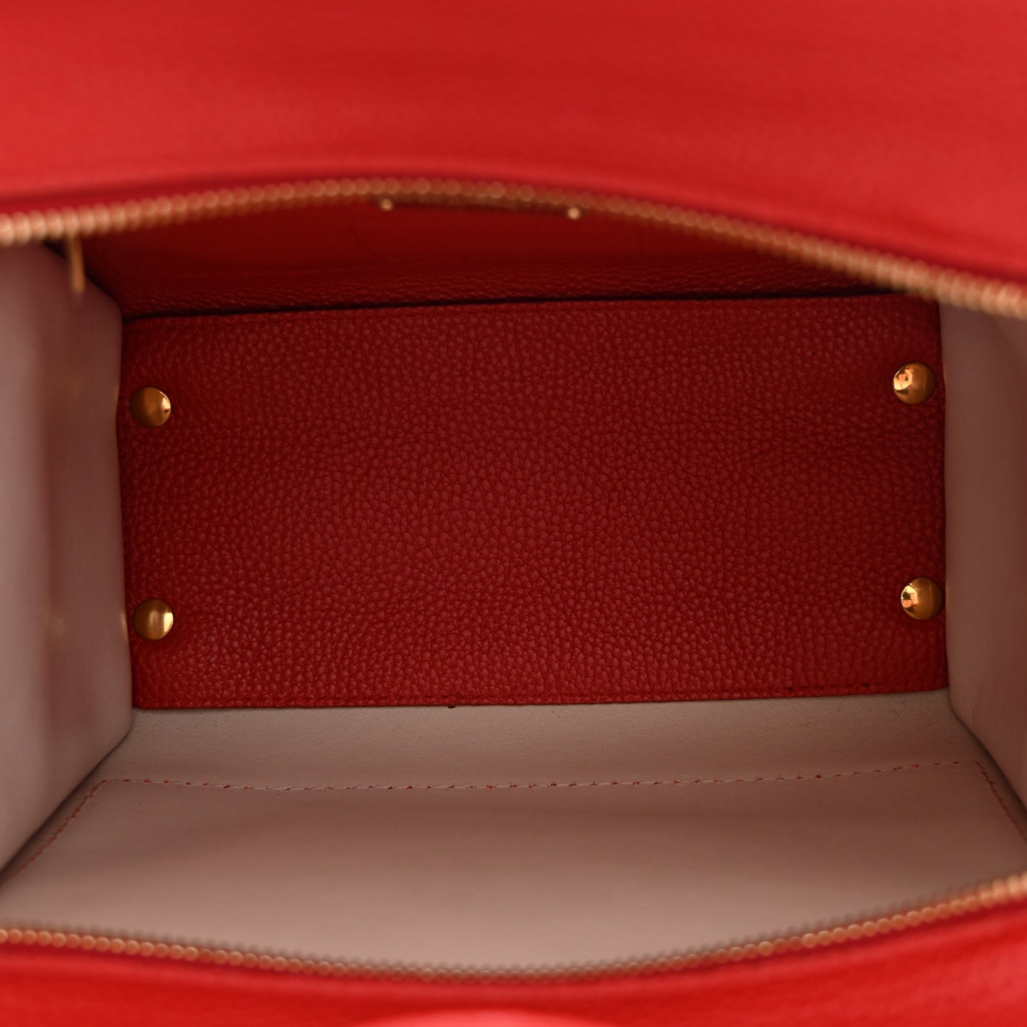 Hammered Calfskin Double Handle Small Amy Tote Flame Red Jasmine Flower