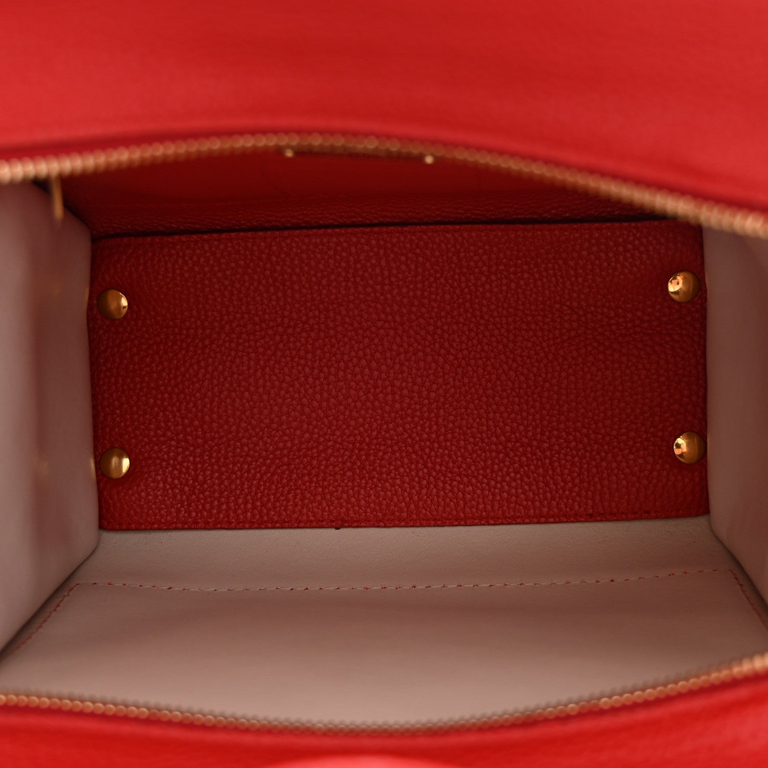 Salvatore Ferragamo Hammered Calfskin Double Handle Small Amy Tote Flame Red Jasmine Flower 5 of 9