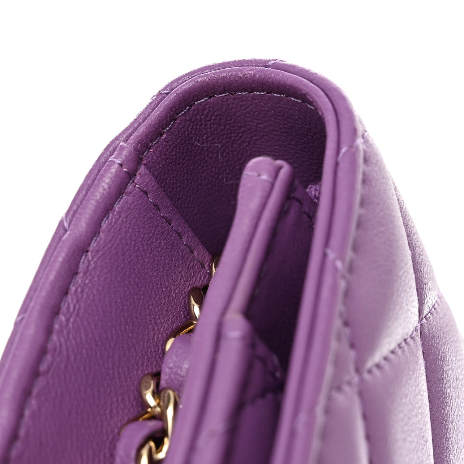 Chanel Lambskin Quilted Wallet On Chain WOC Purple 13 of 15