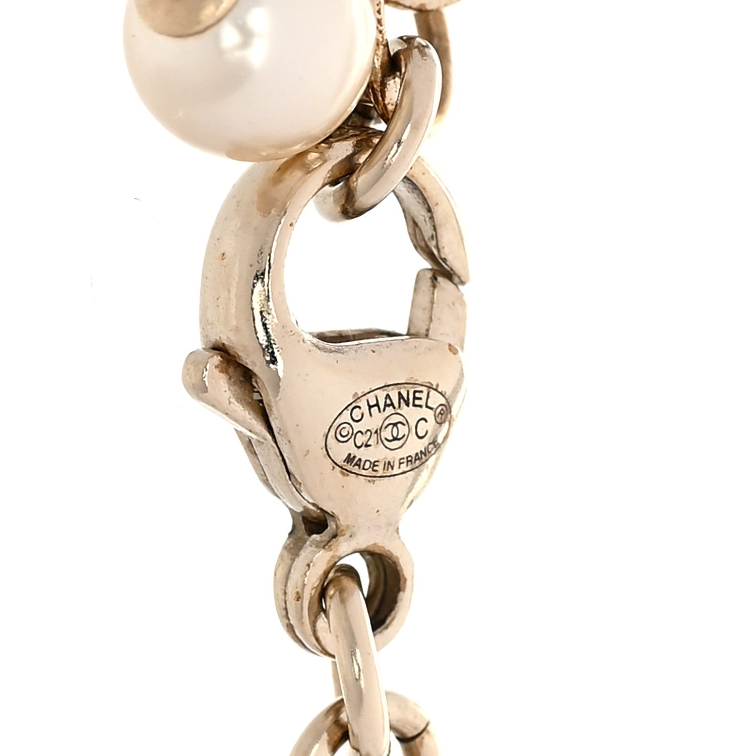 Chanel Pearl Crystal CC Bracelet Gold 5 of 6