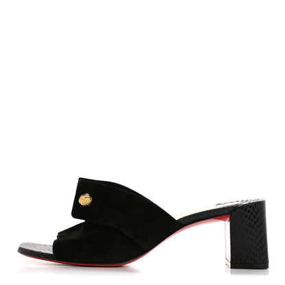 Christian Louboutin Veau Velours Calfskin Jurassic Stanis Love 55 Sandals 40 Black 1 of 8
