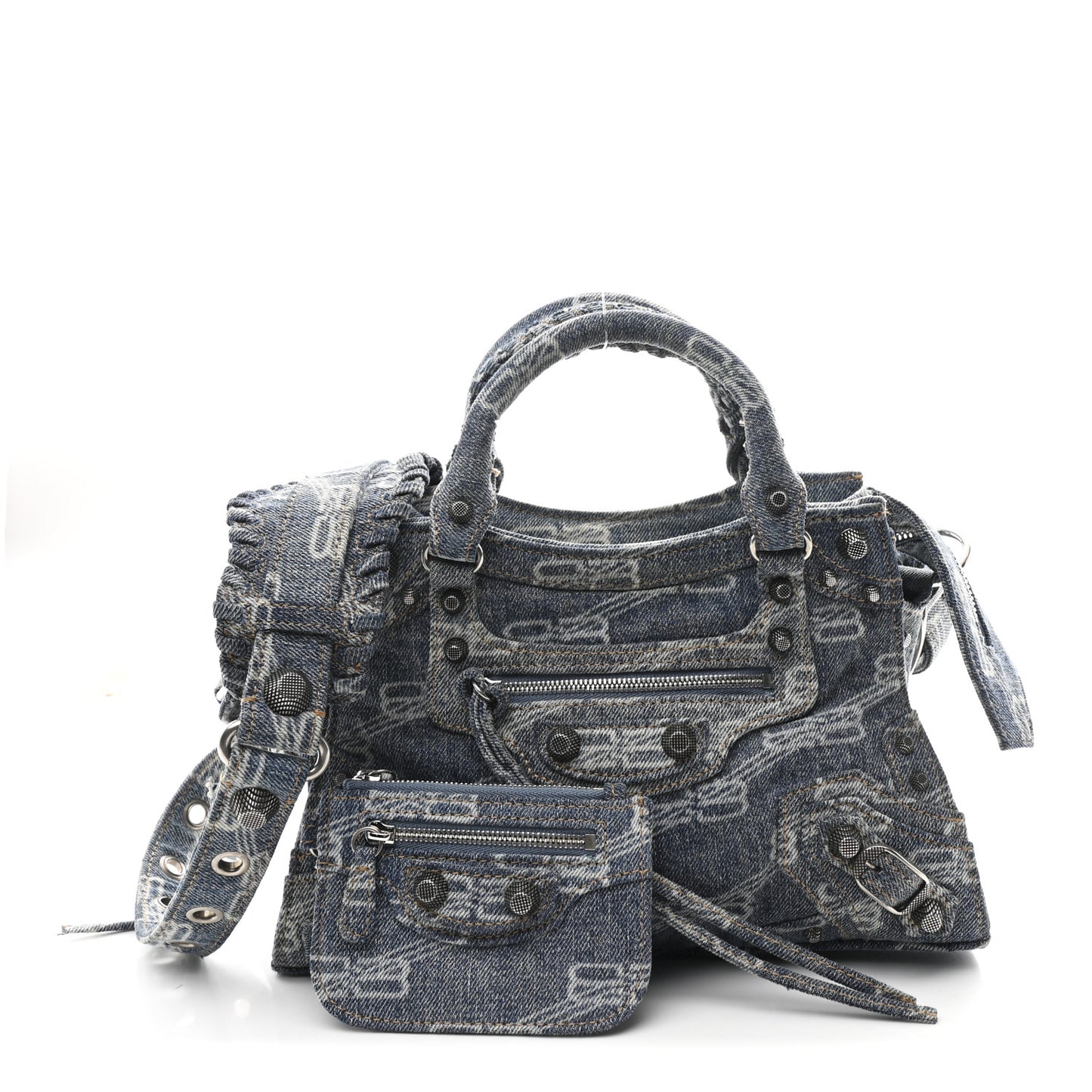 Denim BB Monogram Neo Cagole Handbag XS Blue