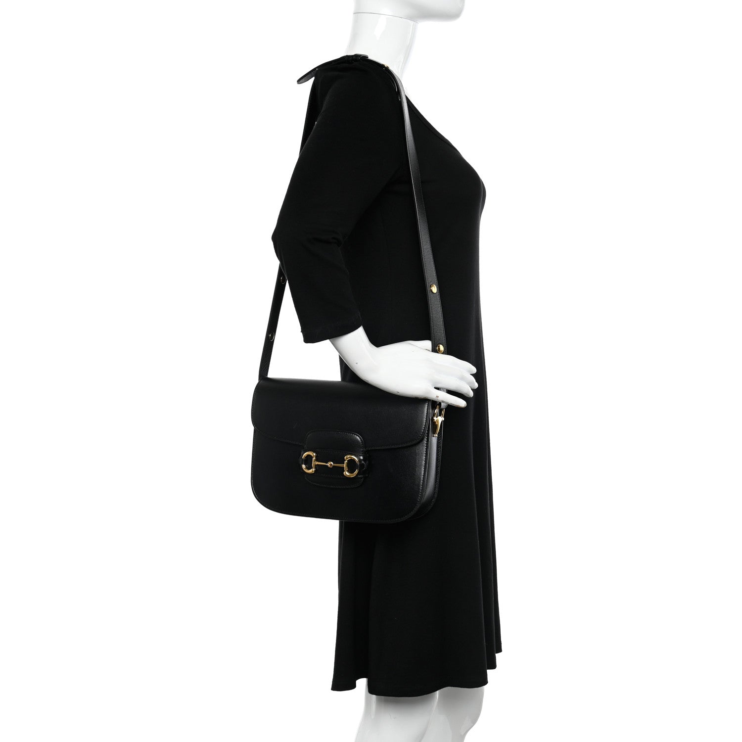 Gucci Azalea Calfskin Horsebit 1955 Shoulder Bag Black 2 of 10