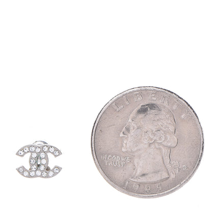 Chanel Crystal Mini CC Earrings Silver 2 of 5