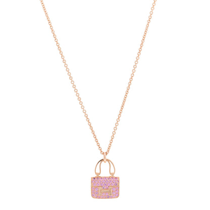 Hermes 18K Rose Gold Pink Sapphire Constance Amulettes Pendant Necklace 1 of 7