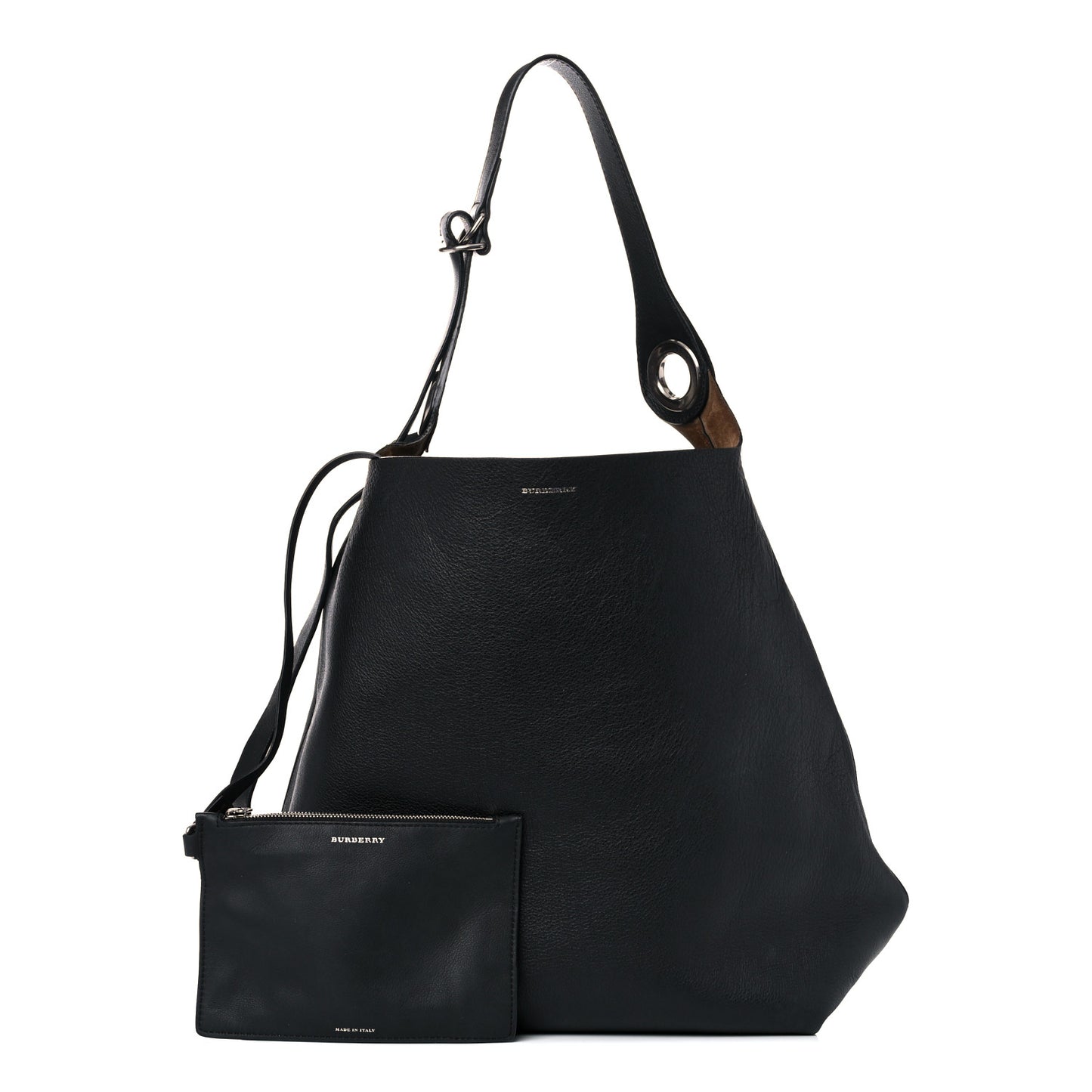 Calfskin Grommet Hobo Black