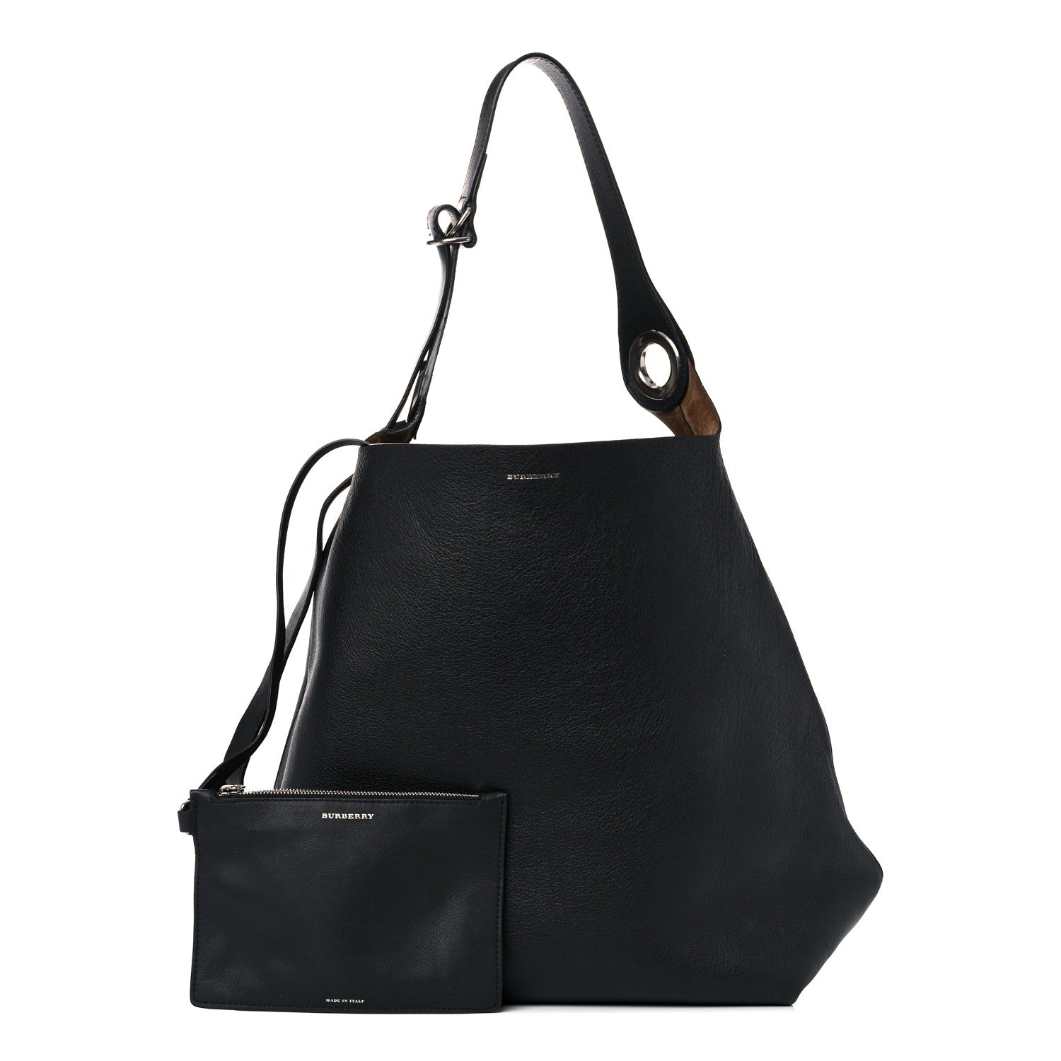 Burberry Calfskin Grommet Hobo Black 1 of 16