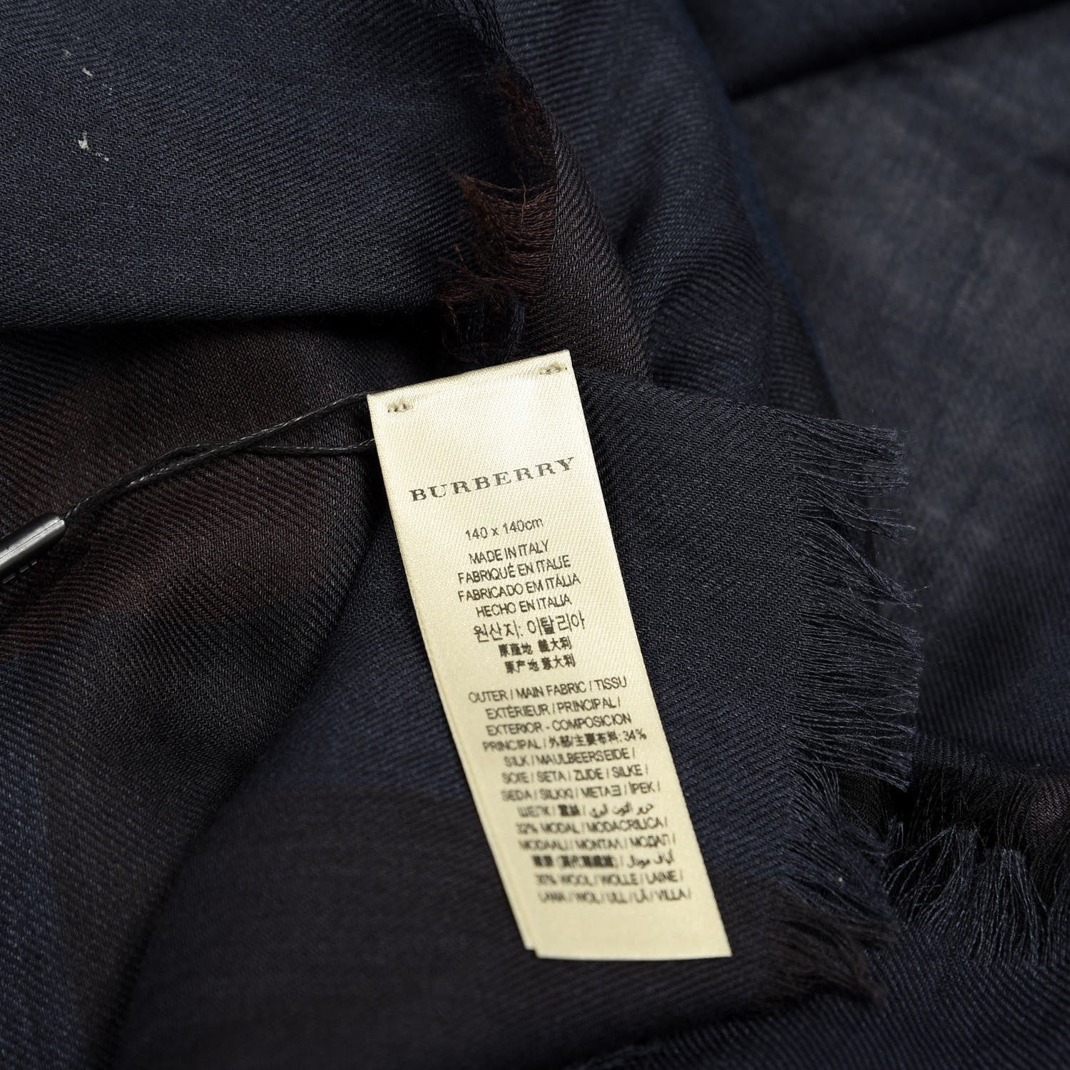 Burberry Silk Modal Wool Check Lightweight Scarf Blue 5 of 5