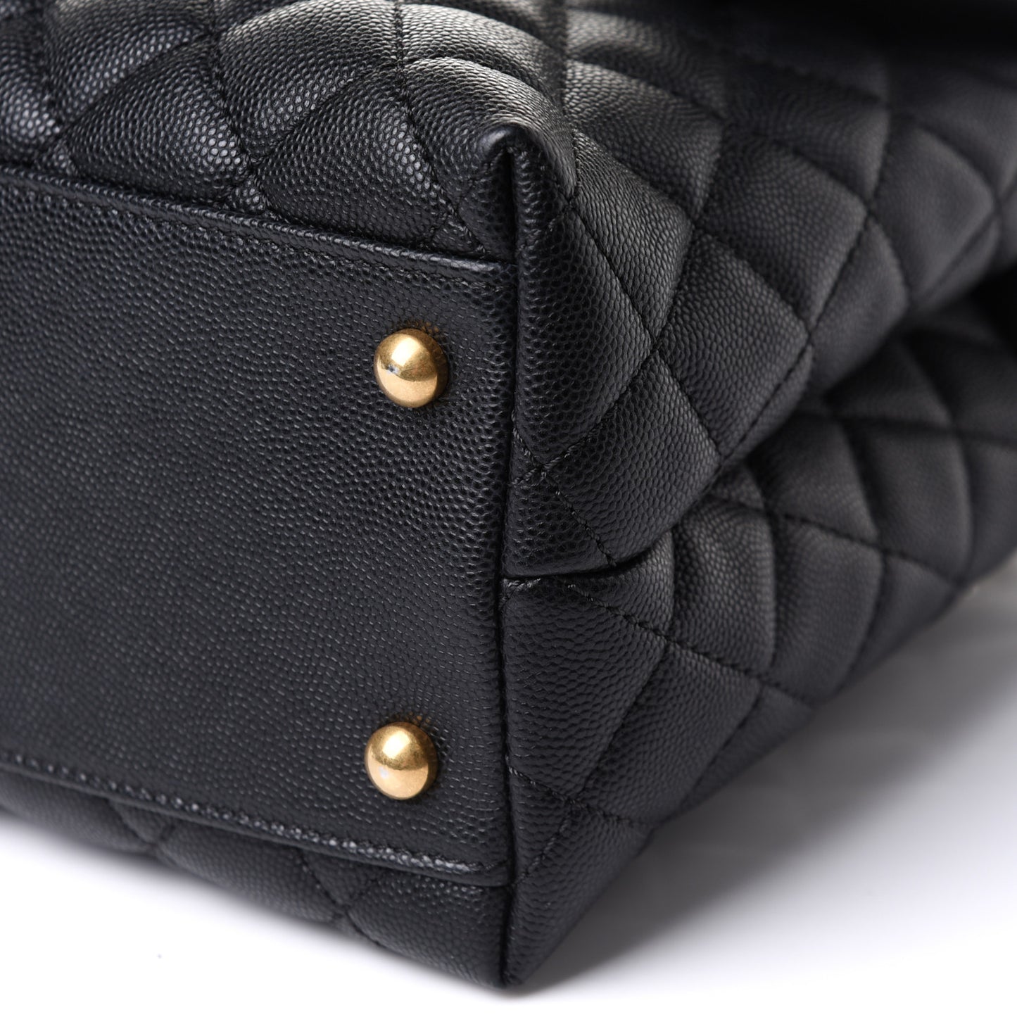 Caviar Lizard Quilted Medium Coco Handle Flap Black