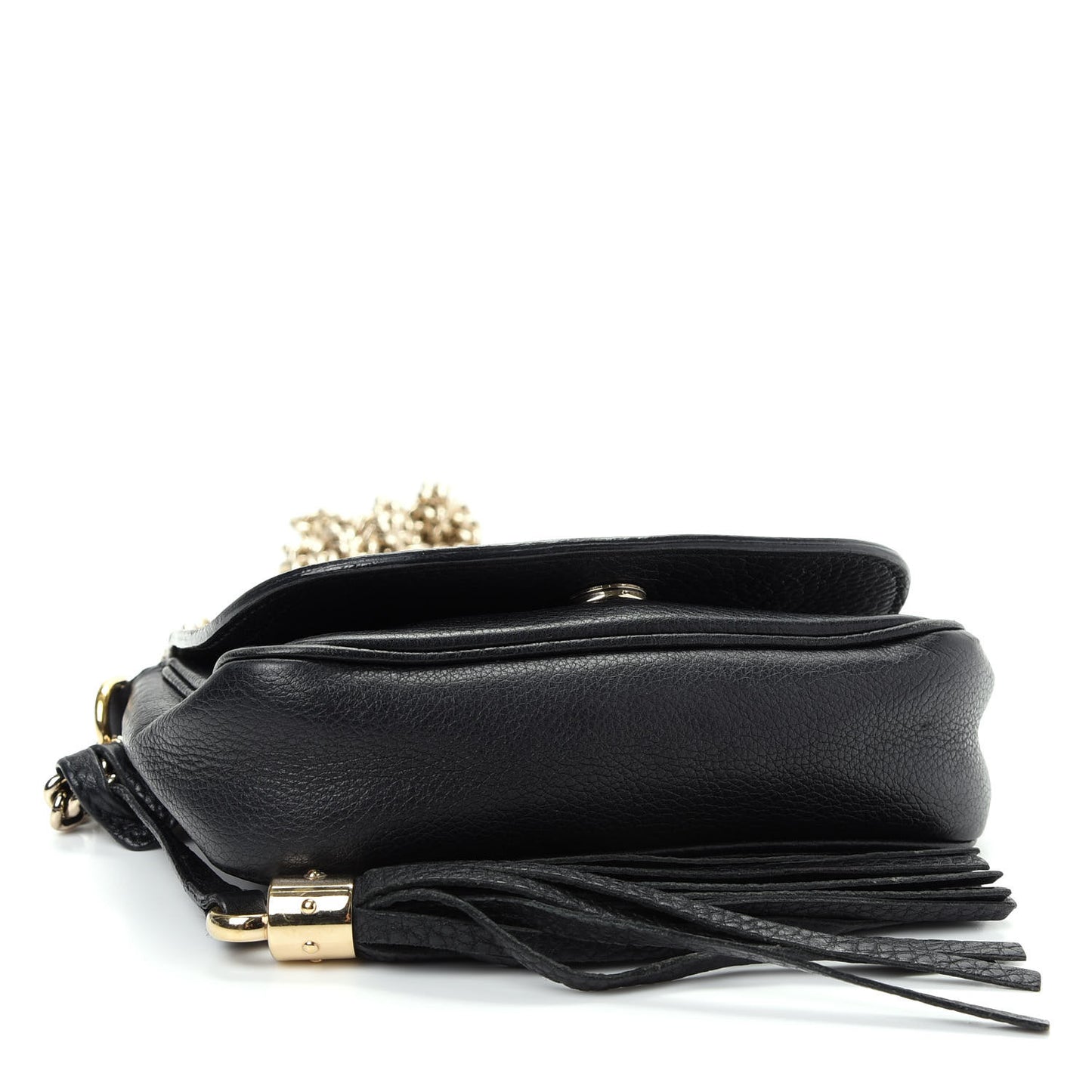 Pebbled Calfskin Small Soho Flap Crossbody Black