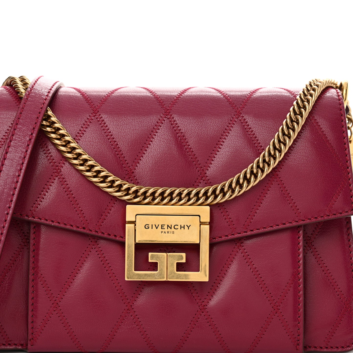 Goatskin Quilted Small GV3 Shoulder Bag Aubergine