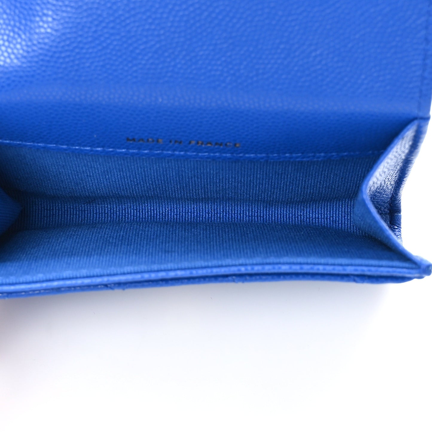 Caviar Quilted Flap Card Holder Wallet Blue