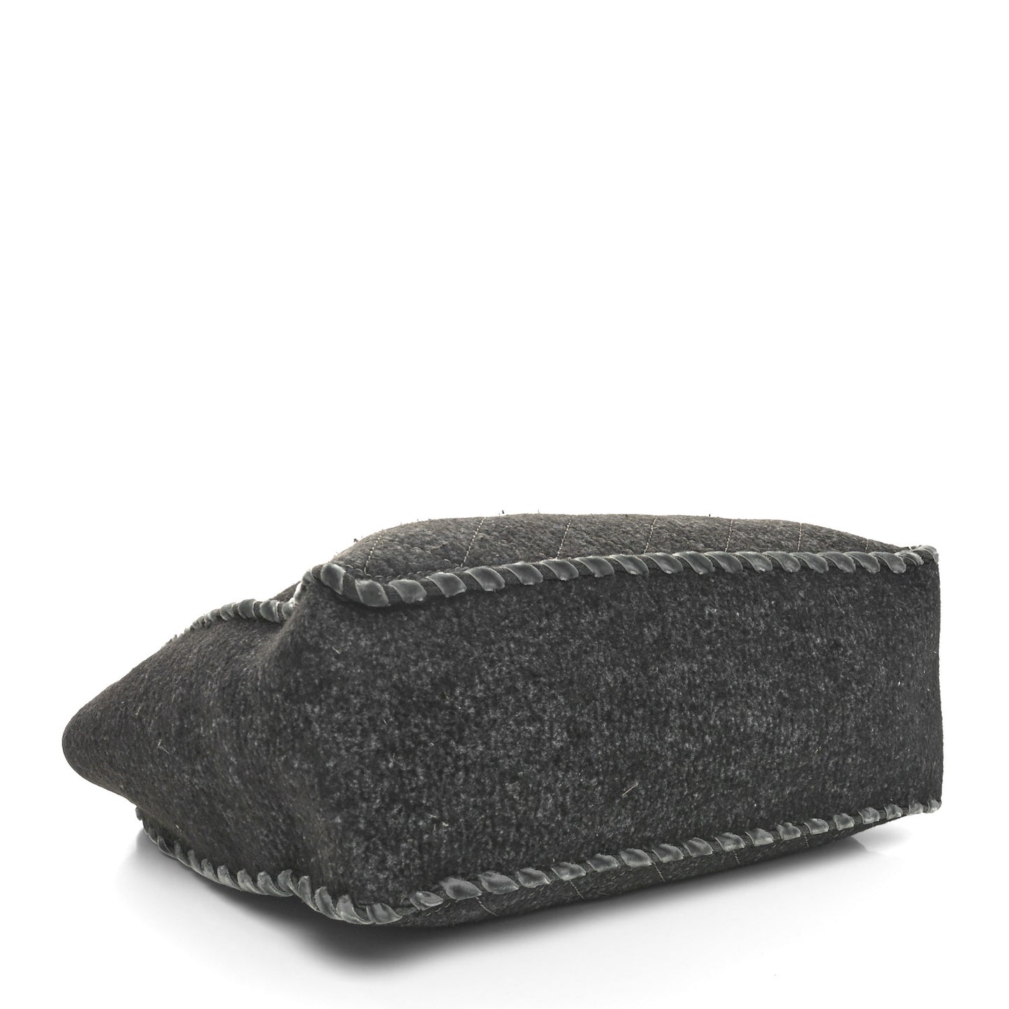 Wool Felt Quilted Large Shopping Tote Grey