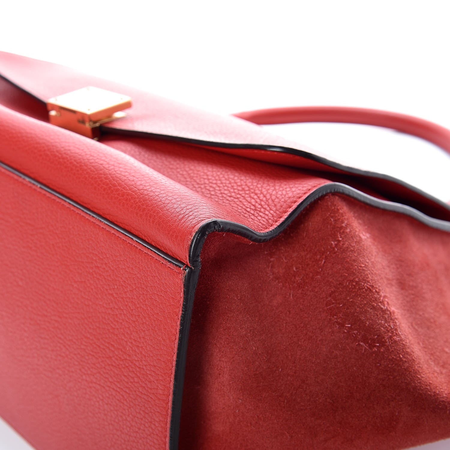 Celine Drummed Calfskin Suede Medium Trapeze Coquelicot 10 of 14