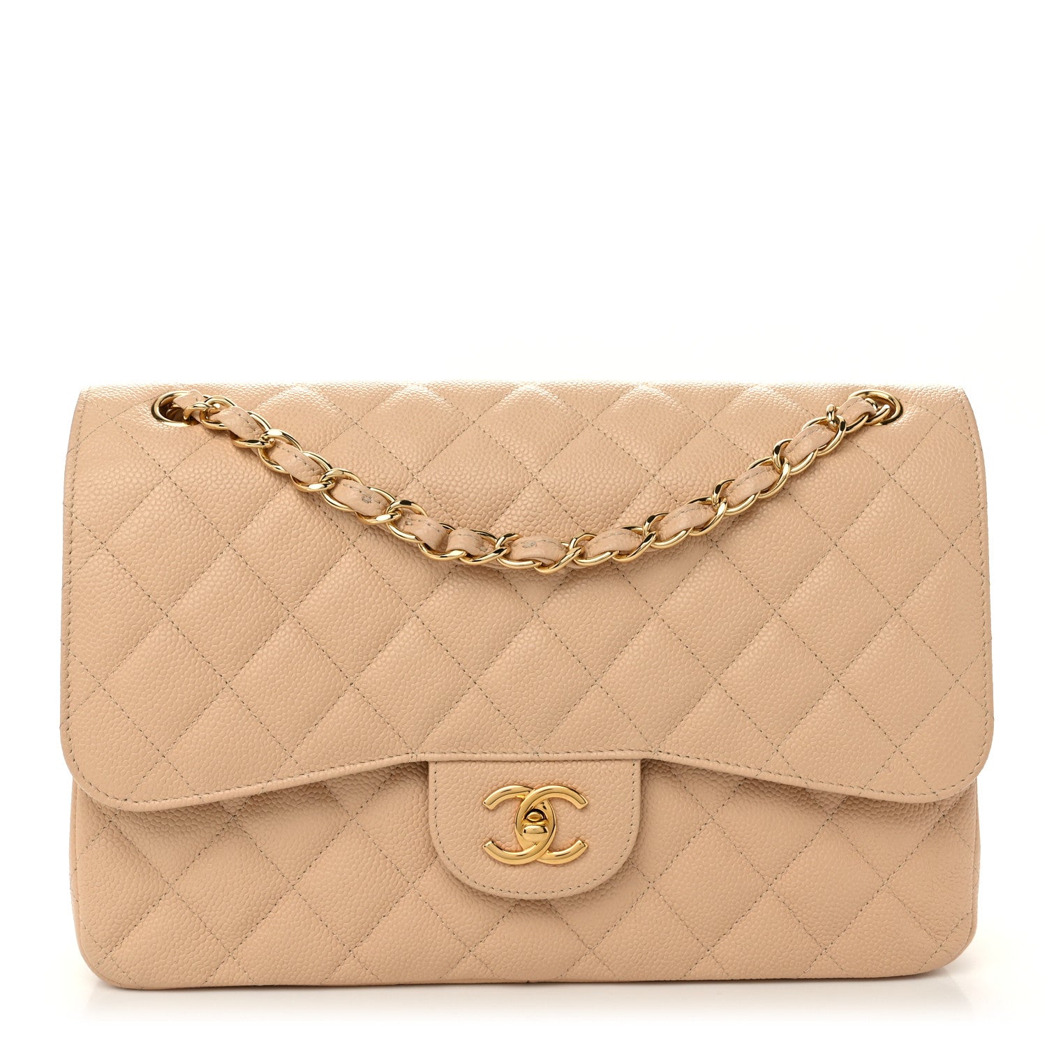 Chanel Caviar Quilted Jumbo Double Flap Beige 1 of 10