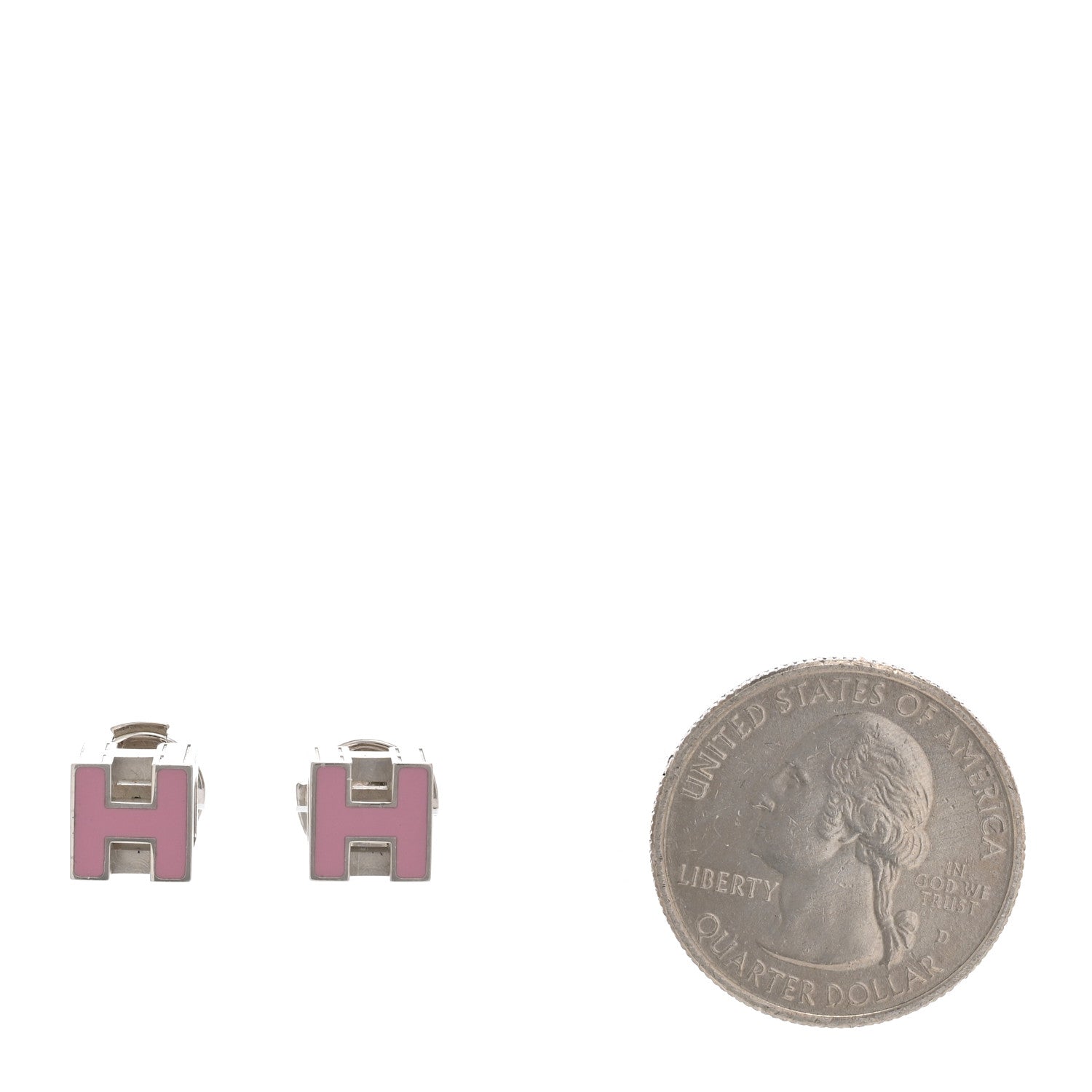 Hermes Palladium Cage d'H Earrings Rose Dragee 2 of 4