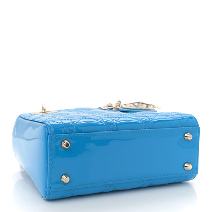 Christian Dior Patent Cannage Mini Lady Dior Blue 4 of 10