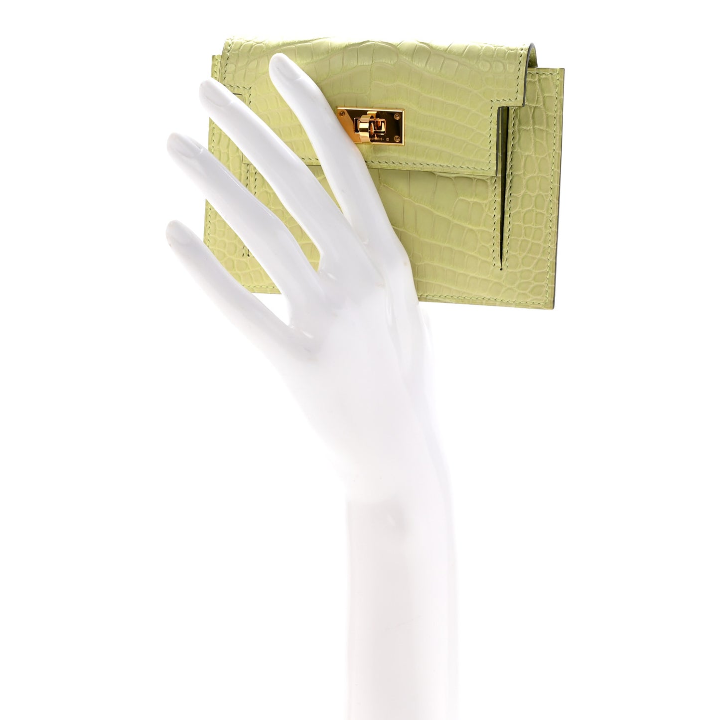 Matte Alligator Kelly Pocket Compact Wallet Jaune Bourgeon