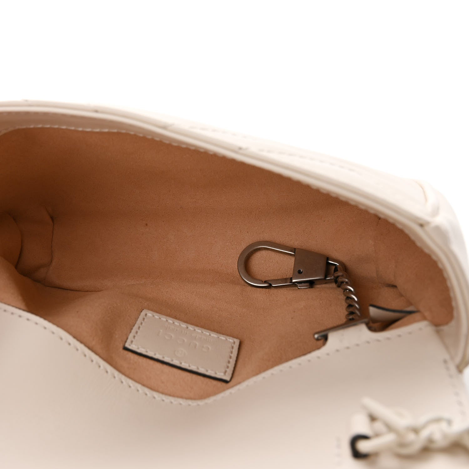 Gucci Calfskin Matelasse Monochrome GG Marmont Chain Belt Bag Mystic White 5 of 11