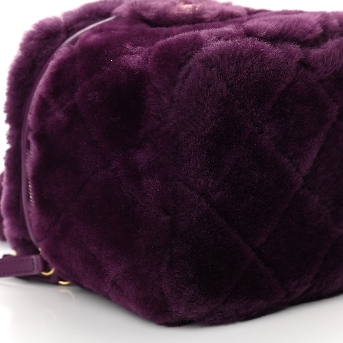 Shearling Lambskin Quilted Small Vanity Case Purple