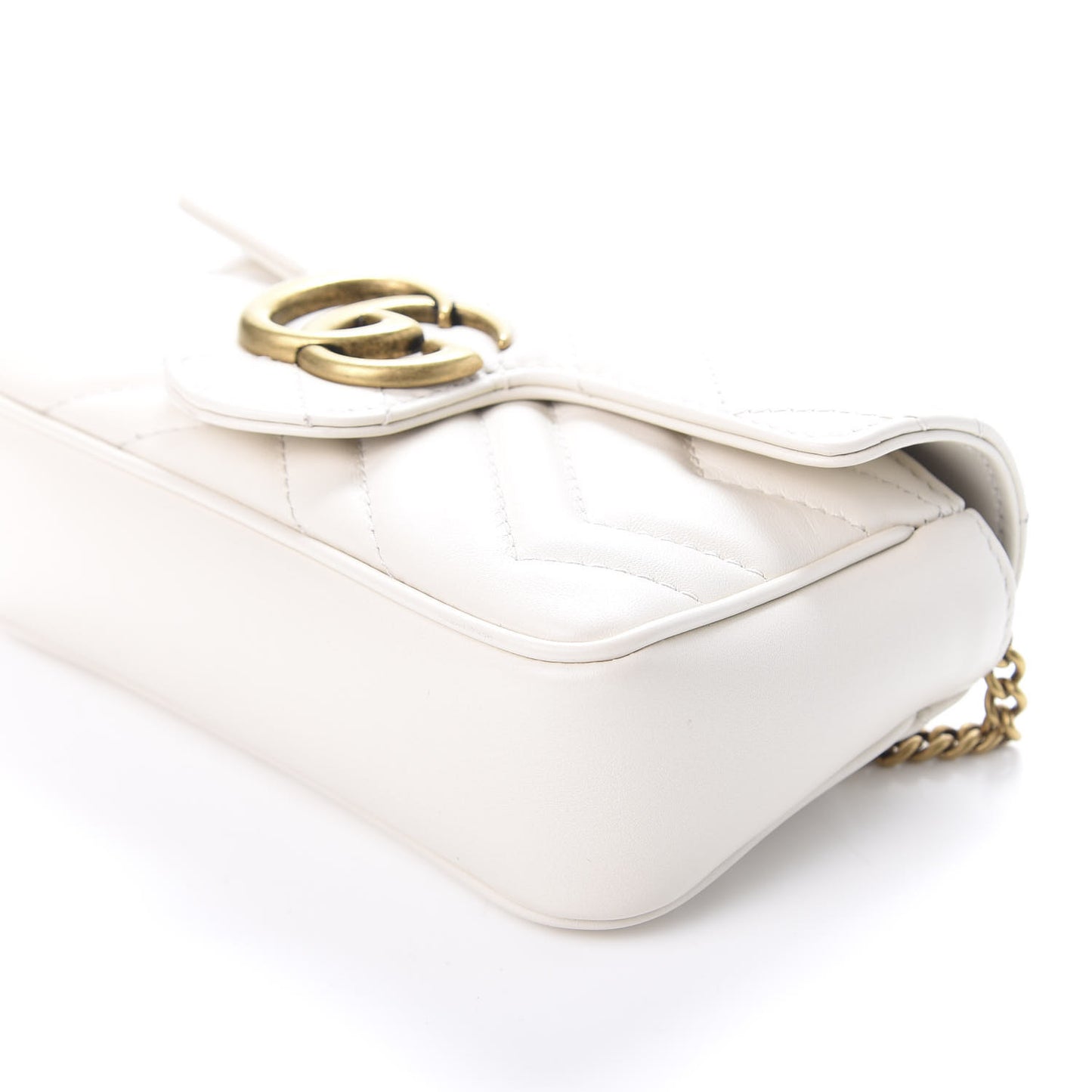 Calfskin Matelasse Super Mini GG Marmont Shoulder Bag White