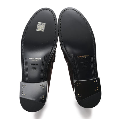 Saint Laurent Suede Le Loafer 15 Penny Slippers 37.5 Dark Chocolate 6 of 10