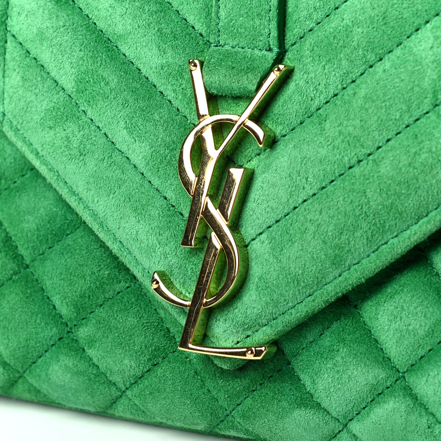 Suede Tri-Quilt Monogram Medium College Bag Green