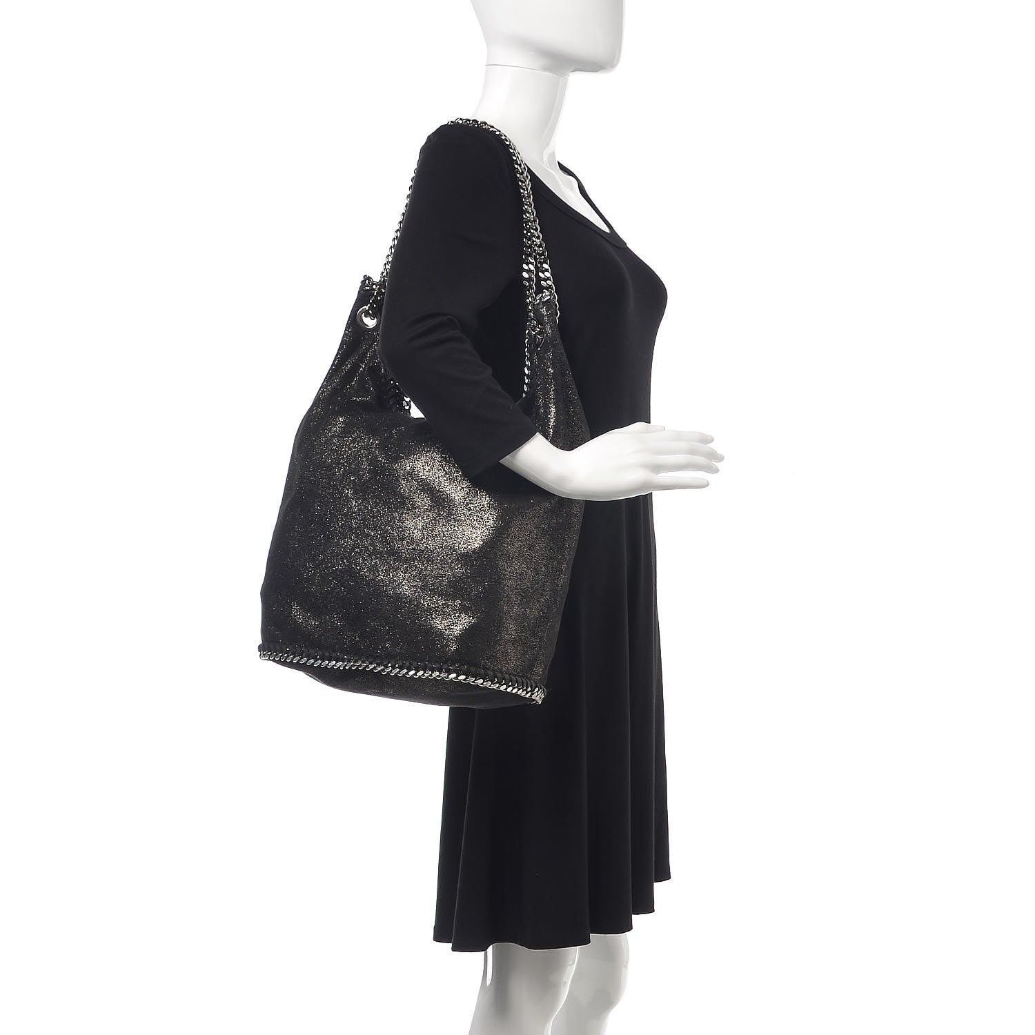 Stella McCartney Shaggy Deer Big Falabella Bucket Bag Black 2 of 8